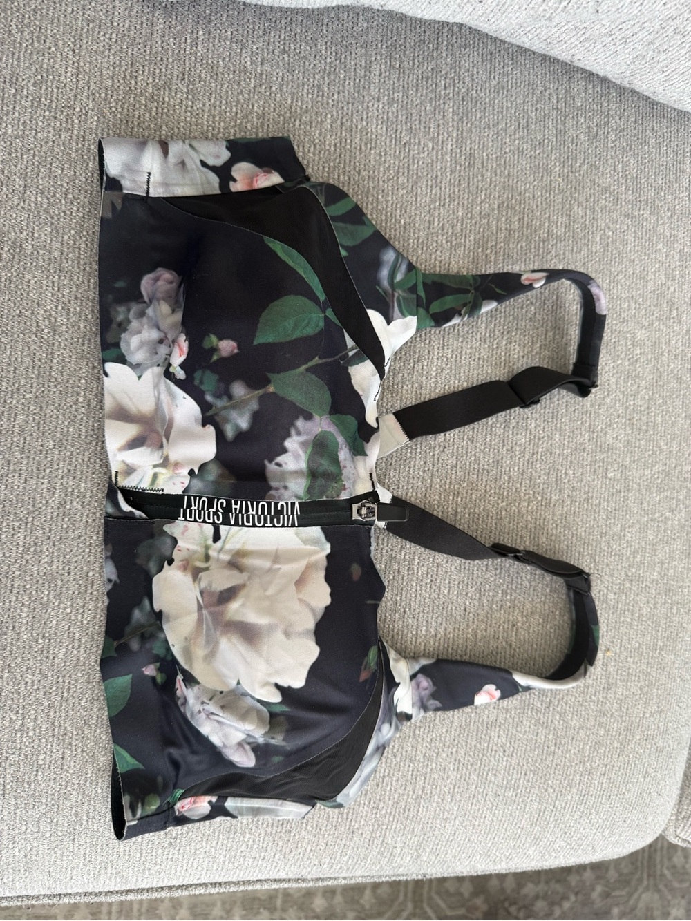 Victorias Secret NWOT!Knockout Front Close Black Floral Sport Sports Bra 36C